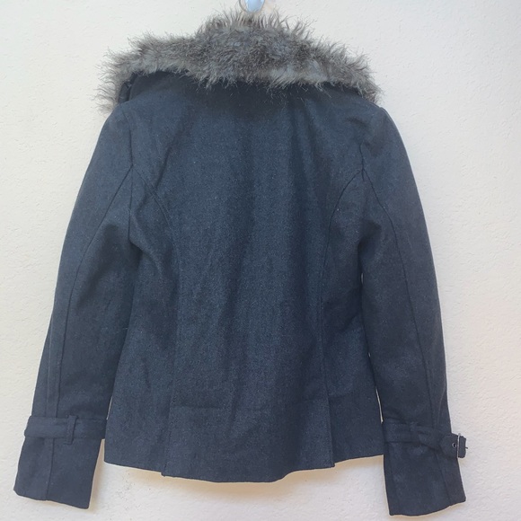 Therapy By Lane Crawford Gray Wool Faux Fur Coat B2/1 - Picture 10 of 12